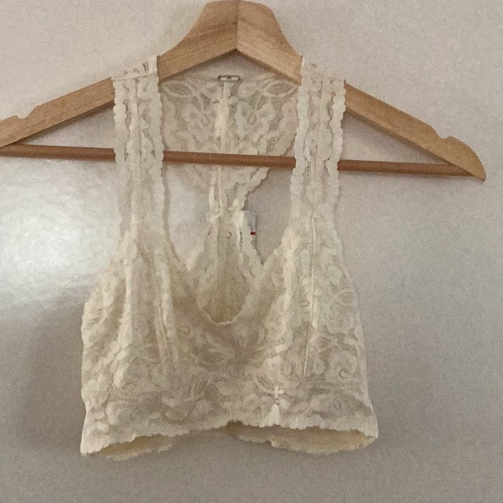 Free People Lace Bandeau in Cream with Racerback